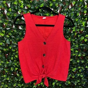 Red Short Sleeve Button Shirt. Size S